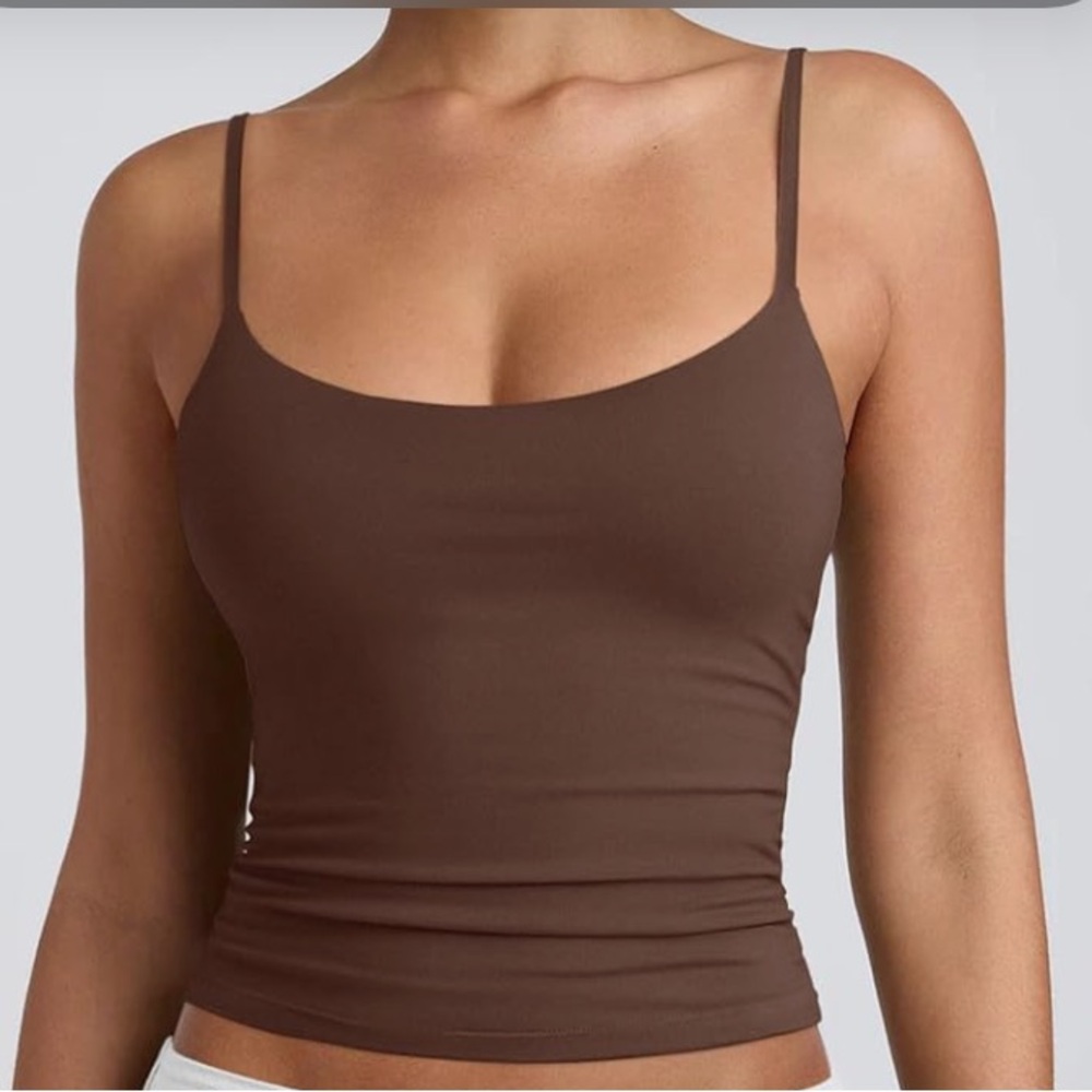 2/$20 Sirens Brown Cami Tank Top Double Lined Breast Support S